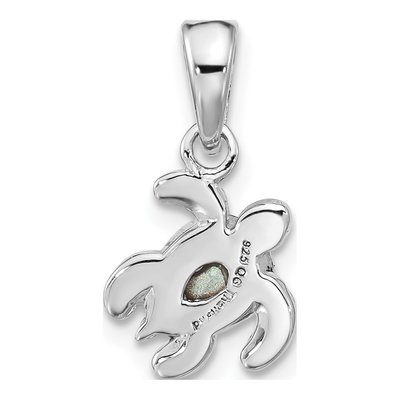 Sterling Silver Crystal September Birthstone Turtle Pendant – view 3
