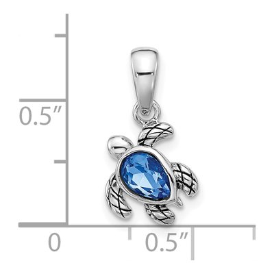 Sterling Silver Crystal September Birthstone Turtle Pendant – view 4