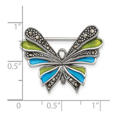 Sterling Silver Marcasite Butterfly Pin – view 5