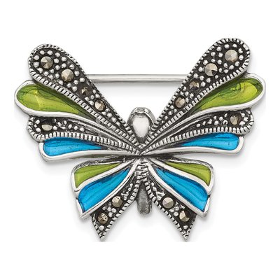 Sterling Silver Marcasite Butterfly Pin