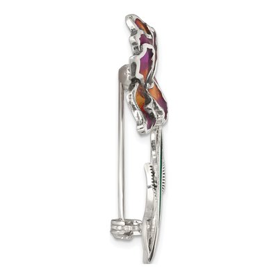 Sterling Silver Marcasite Iris Floral Pin – view 3