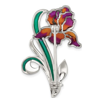 Sterling Silver Marcasite Iris Floral Pin – view 4