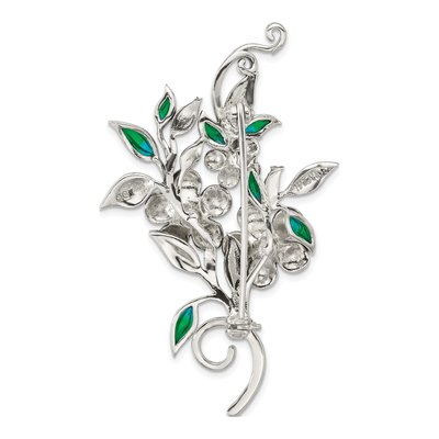 Sterling Silver Marcasite Pearl Floral Pin – view 3