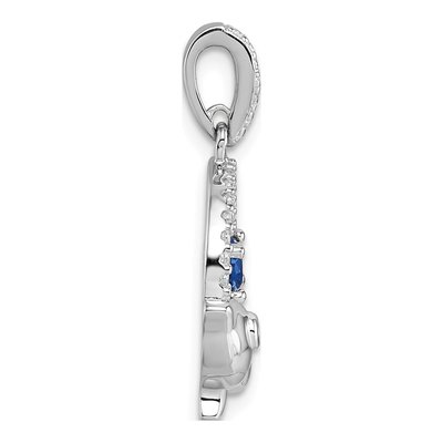 Sterling Silver CZ Dolphin Circle Pendant – view 3
