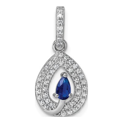 Sterling Silver CZ Teardrop Pendant