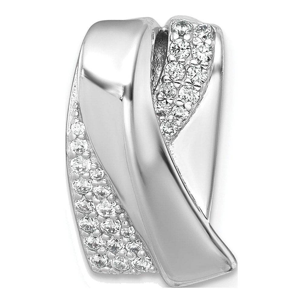 Sterling Silver Rhodium-Plated Polished Fancy Cz Chain Slide Pendant