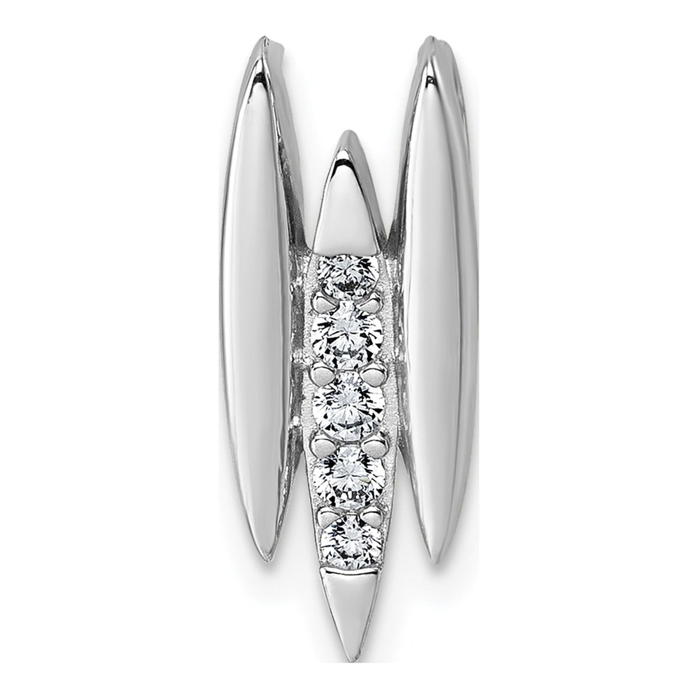 Sterling Silver Rhodium-Plated Cz Chain Slide Pendant