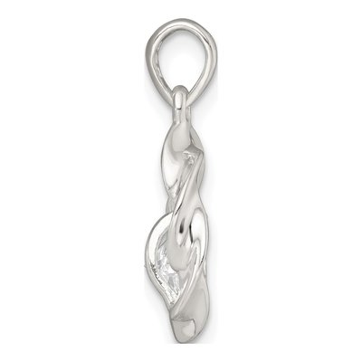 Sterling Silver CZ Twisted Circle Pendant – view 3
