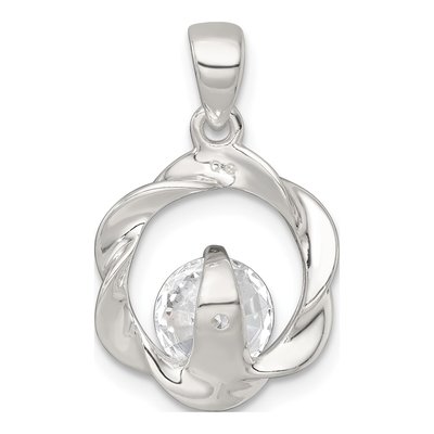 Sterling Silver CZ Twisted Circle Pendant – view 4