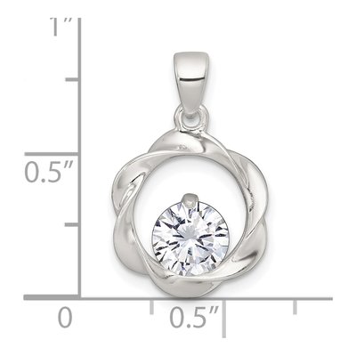 Sterling Silver CZ Twisted Circle Pendant – view 5