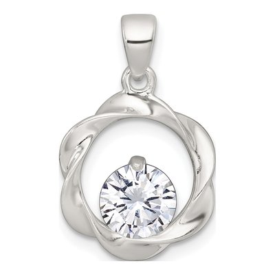 Sterling Silver CZ Twisted Circle Pendant