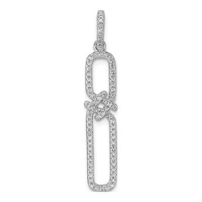 Sterling Silver CZ Twisted Rectangle Pendant