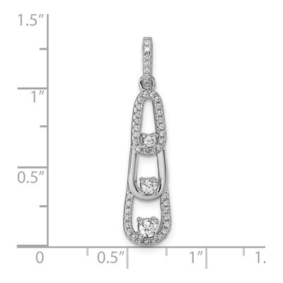 Sterling Silver CZ 3-Stone Dangle Pendant – view 5
