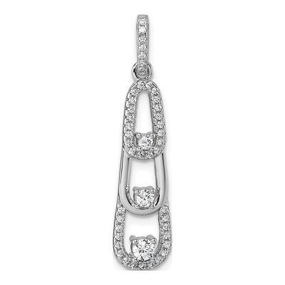 Sterling Silver CZ 3-Stone Dangle Pendant