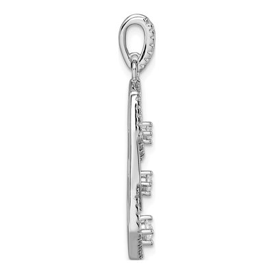 Sterling Silver CZ 3-Stone Pointed Pendant – view 3