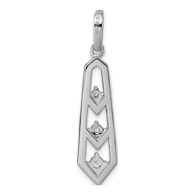 Sterling Silver CZ 3-Stone Pointed Pendant – view 4