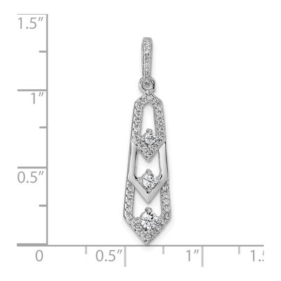 Sterling Silver CZ 3-Stone Pointed Pendant – view 5