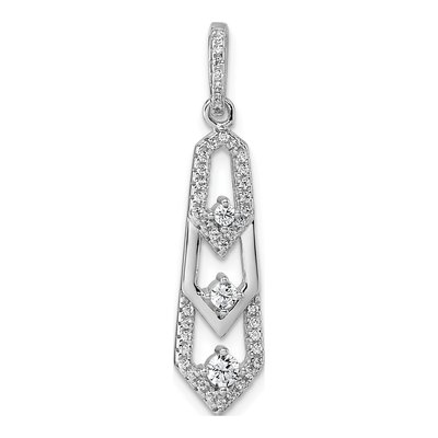 Sterling Silver CZ 3-Stone Pointed Pendant