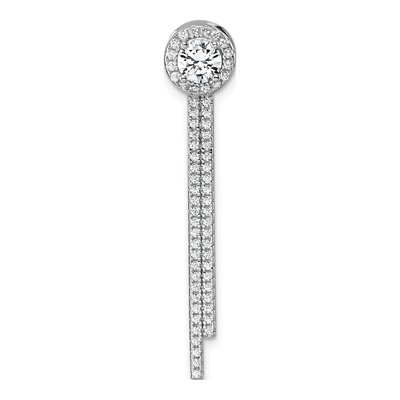 Sterling Silver CZ Halo Dangle Bar Slide Pendant
