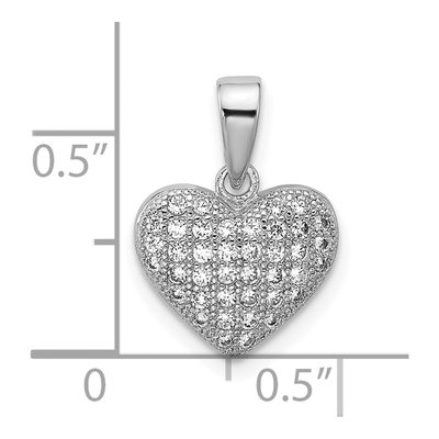 Sterling Silver CZ Pave Heart Pendant – view 4