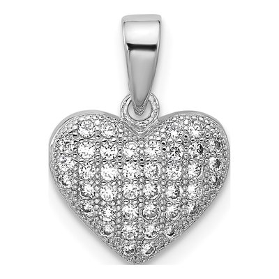 Sterling Silver CZ Pave Heart Pendant