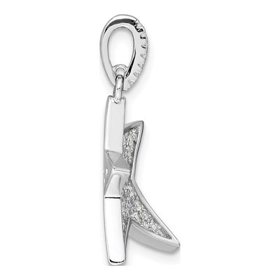Sterling Silver CZ Pave Concave Star Pendant – view 3
