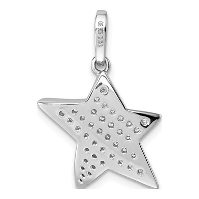 Sterling Silver CZ Pave Concave Star Pendant – view 4