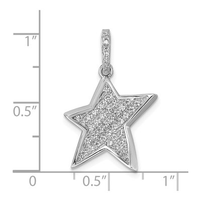Sterling Silver CZ Pave Concave Star Pendant – view 5