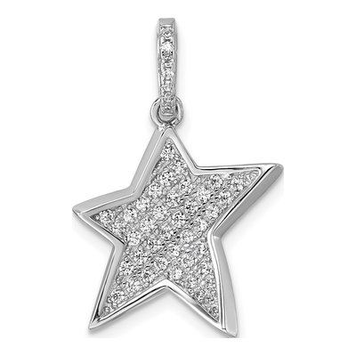 Sterling Silver CZ Pave Concave Star Pendant