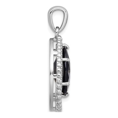 Sterling Silver Onyx & CZ Oval Pendant – view 3
