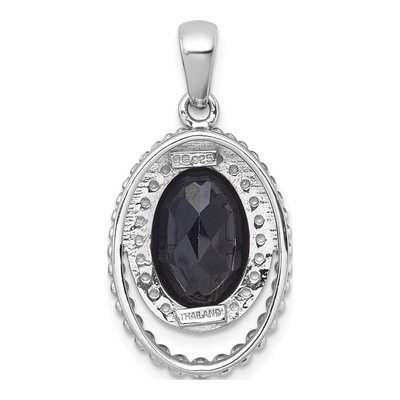 Sterling Silver Onyx & CZ Oval Pendant – view 4