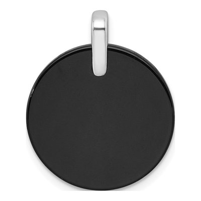 Sterling Silver Onyx & CZ Circle Star Pendant – view 4