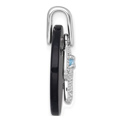 Sterling Silver Onyx & CZ Hamsa Pendant – view 3