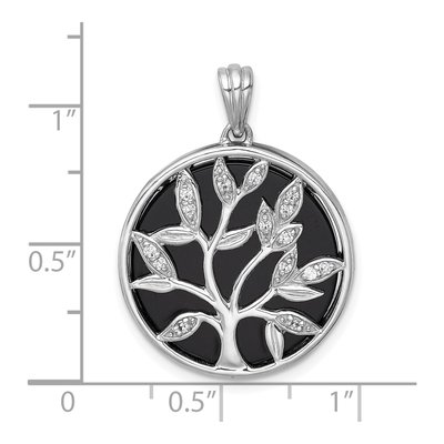 Sterling Silver Onyx CZ Tree of Life Pendant – view 5