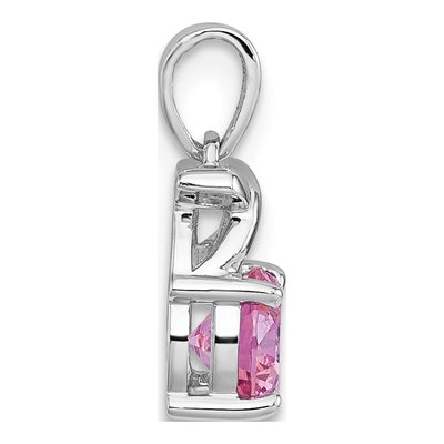 Sterling Silver Pink CZ Round Pendant – view 3