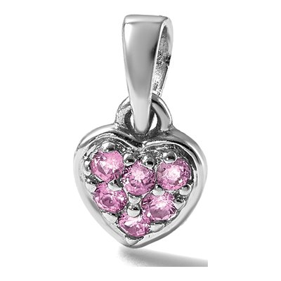 Sterling Silver CZ Girls' Heart Pendant – view 6