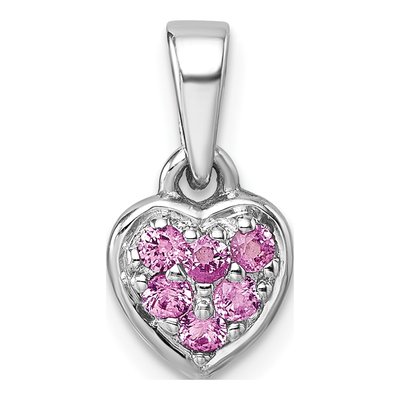 Sterling Silver CZ Girls' Heart Pendant