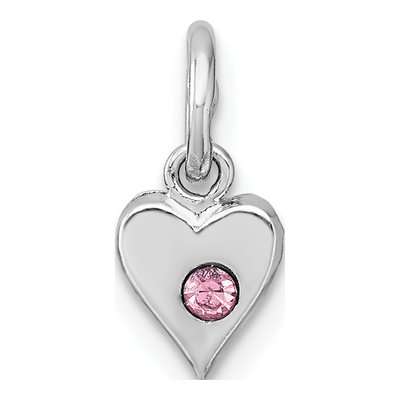 Sterling Silver Crystal Girls' Heart Pendant