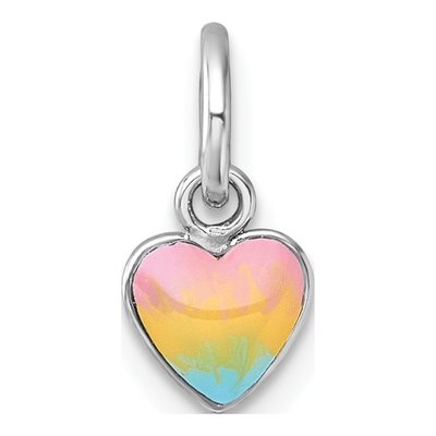 Sterling Silver Pastel Rainbow Heart Pendant