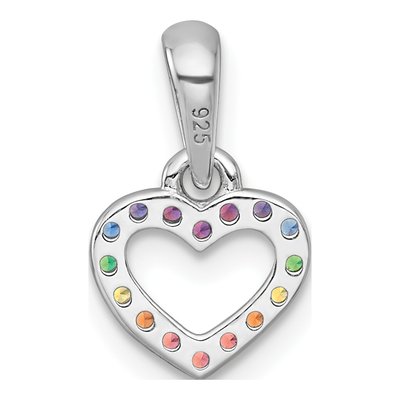 Sterling Silver Crystal Kids' Rainbow Heart Pendant – view 4