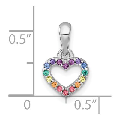 Sterling Silver Crystal Kids' Rainbow Heart Pendant – view 5