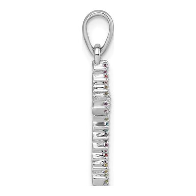 Sterling Silver CZ Kids' Multi-Color Cross Pendant – view 3