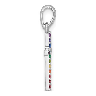 Sterling Silver Crystal Girls' Rainbow Cross Pendant – view 3
