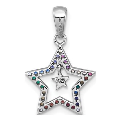 Sterling Silver Crystal Kids' Rainbow Star Pendant – view 4