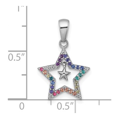 Sterling Silver Crystal Kids' Rainbow Star Pendant – view 5