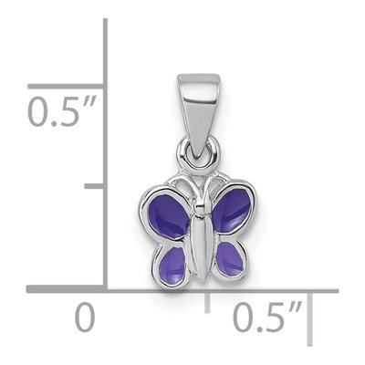 Sterling Silver Kids' Purple Enamel Butterfly Pendant – view 5