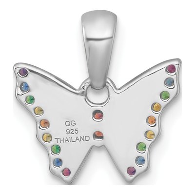Sterling Silver Crystal Girls' Rainbow Butterfly Pendant – view 4