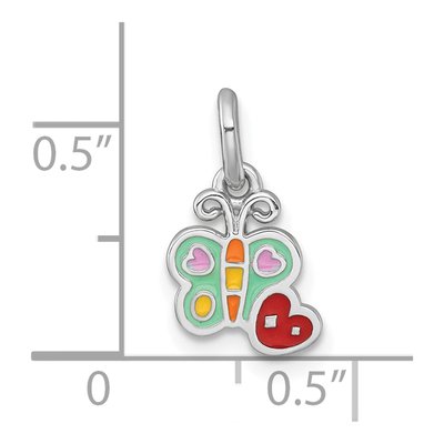Sterling Silver Kids' Enamel Butterfly Heart Pendant – view 5