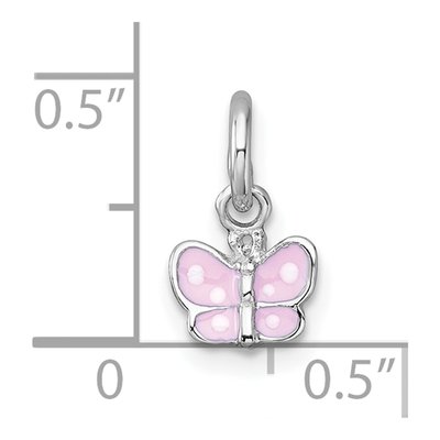 Sterling Silver Girls' Pink Butterfly Pendant – view 5