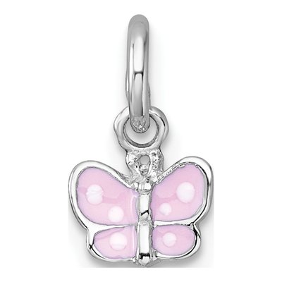 Sterling Silver Girls' Pink Butterfly Pendant
